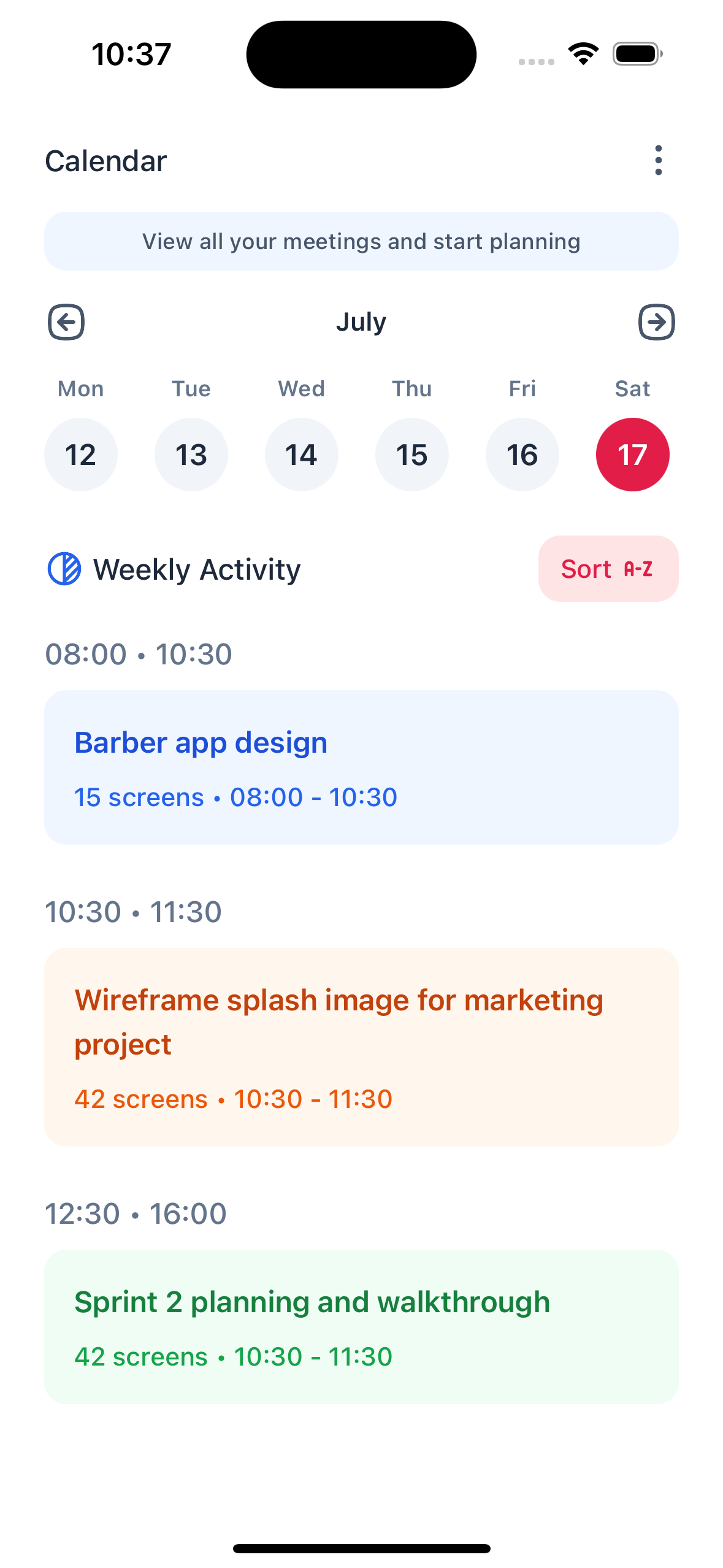 Calendar Screen