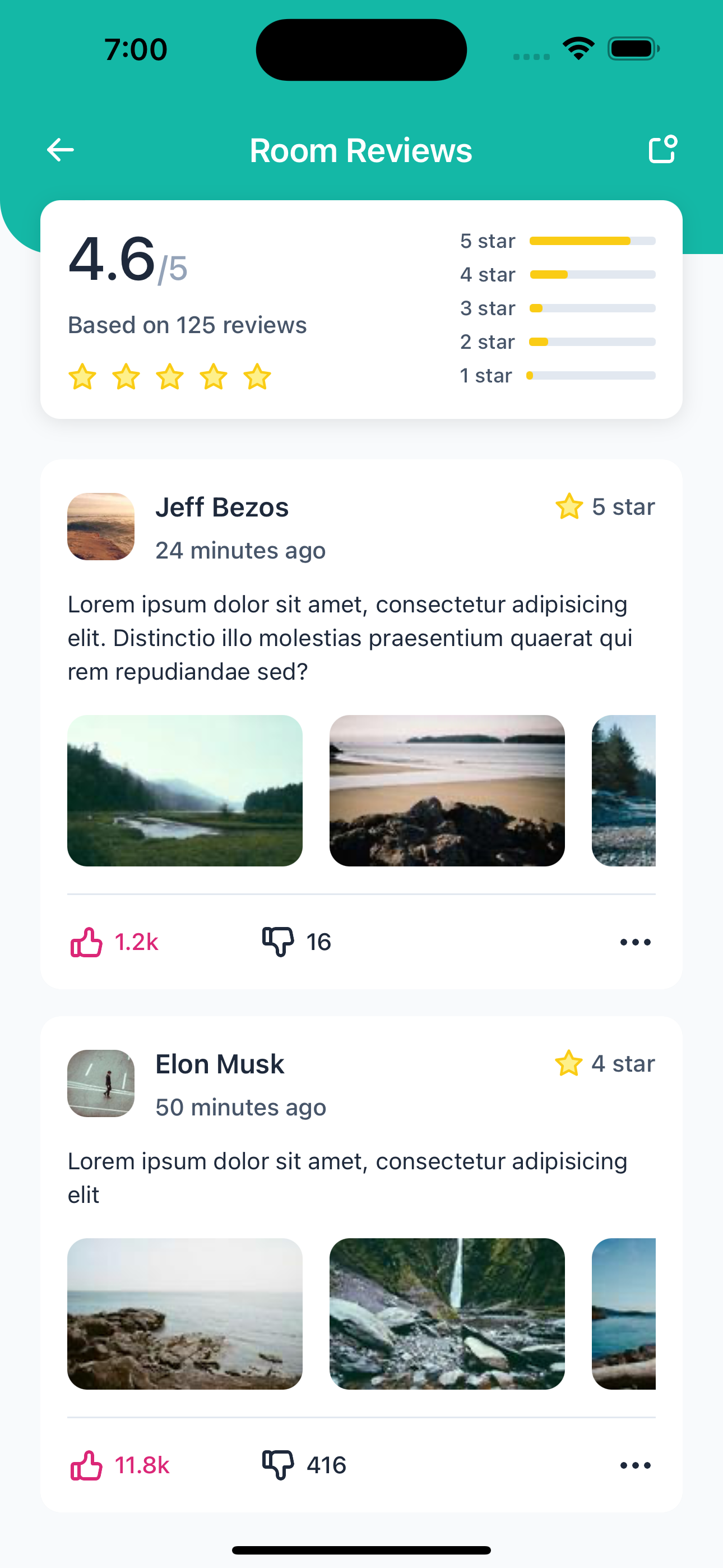 Reviews Screen