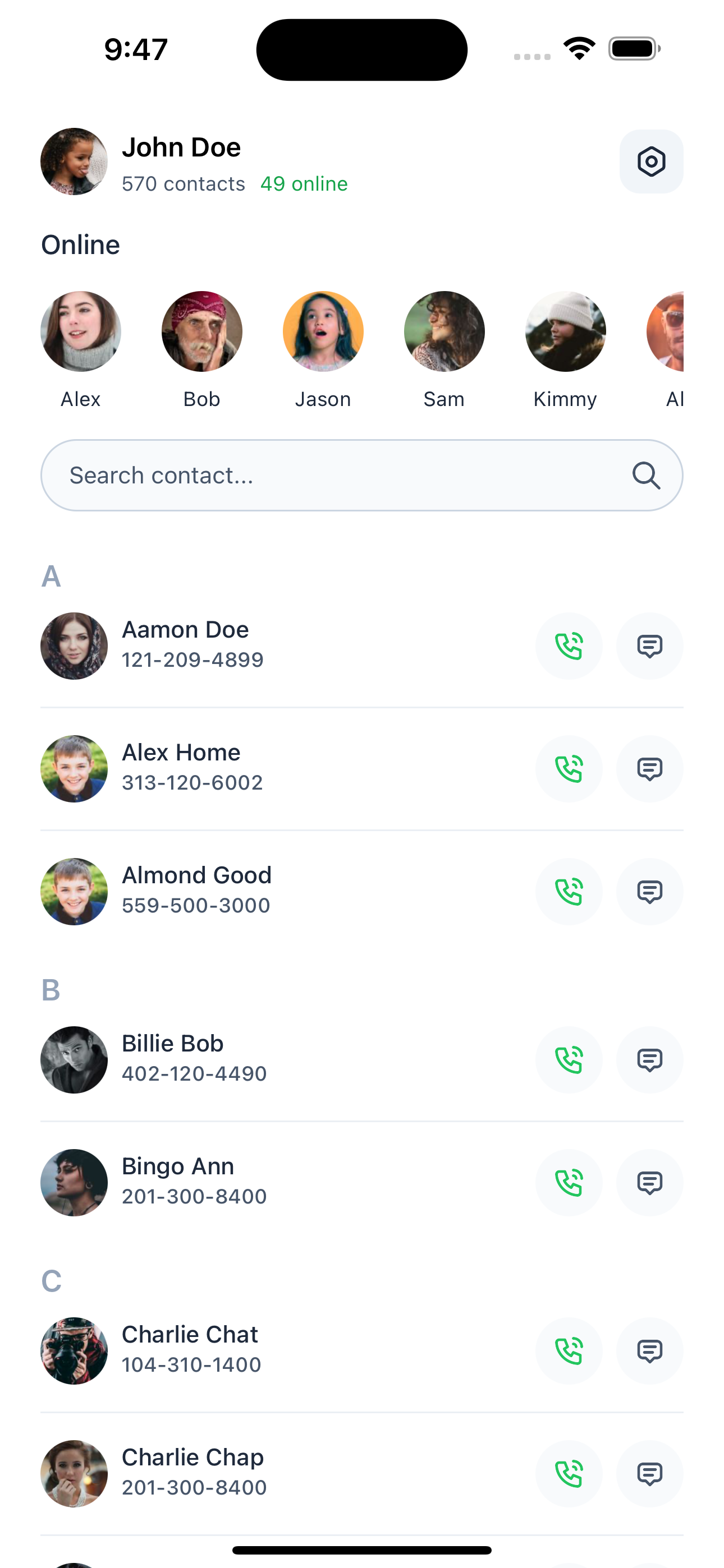 Contact Screen