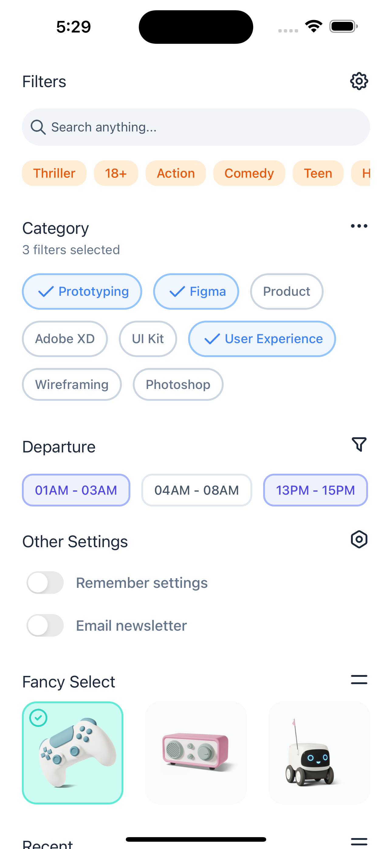 Filters Screen