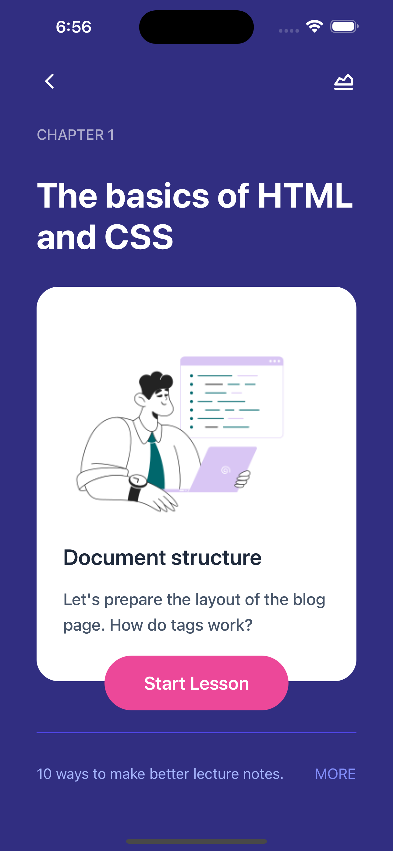 Course Overview Screen